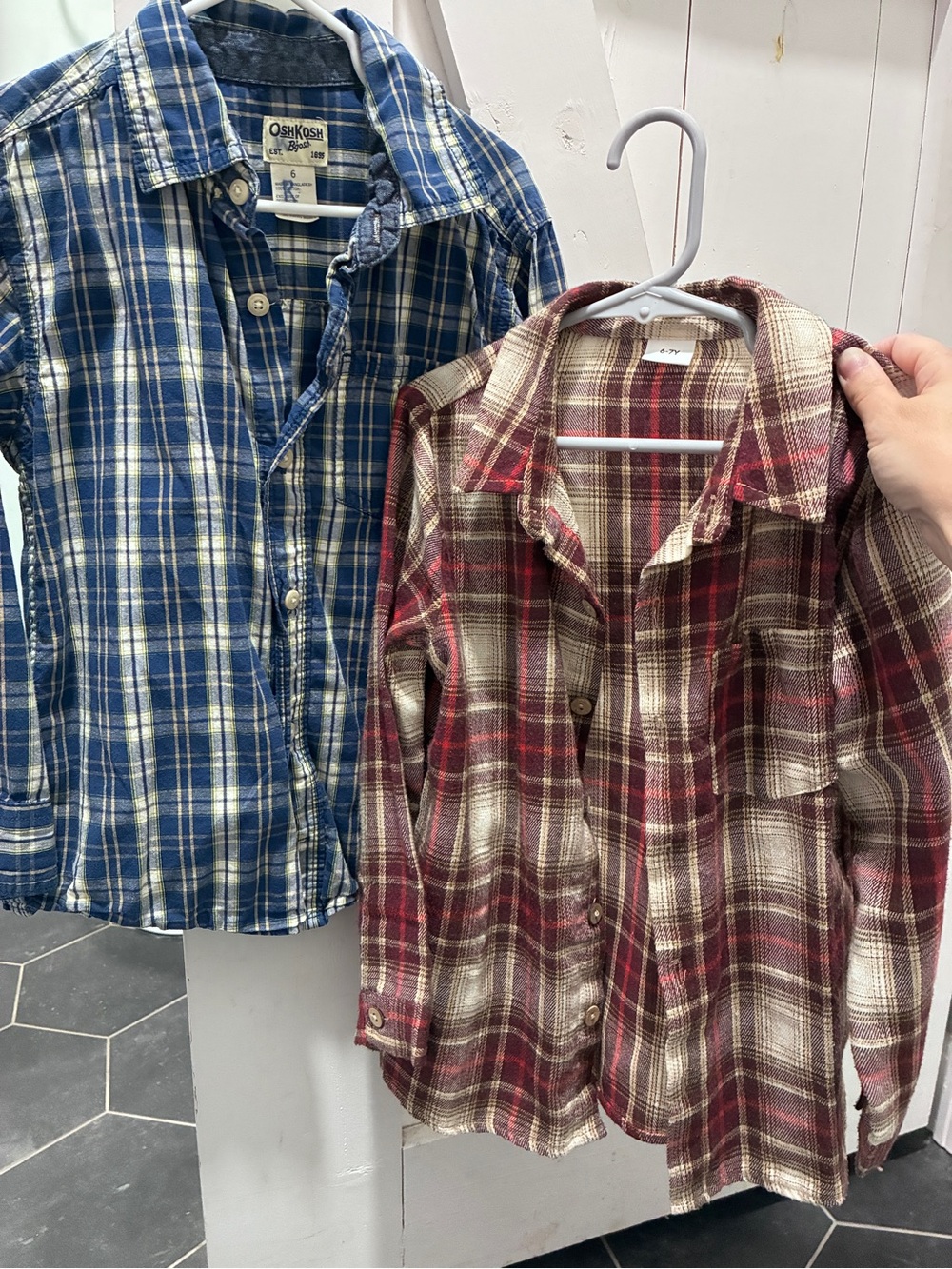 OshKosh B'gosh Blue Plaid Button-Down Shirt and unknown brand red plaid for Kids